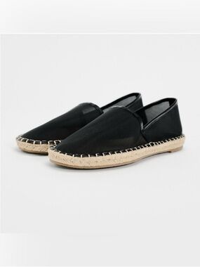 Zara Black Mesh Espadrille Slip-On Loafers